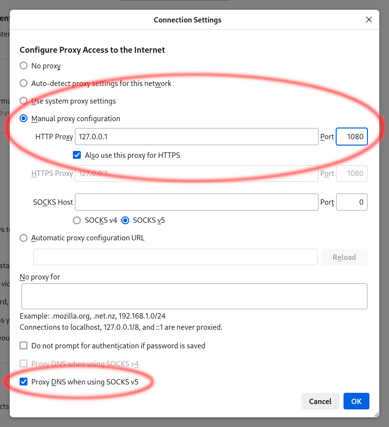 Firefox network settings